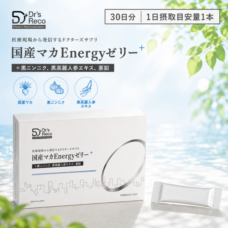国産マカEnergyゼリー⁺　国産マカ＋黒ニンニク＋黒高麗人参エキス＋亜鉛配合
